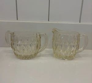 Vintage Jeannette Windsor Depression Glass Creamer & Sugar - Picture 1 of 7