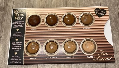 TOO FACED BORN THIS WAY Hydrating Foundation 8-Shade Sample Card New! - Image 1 of 2