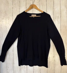 Suéter Philosophy Talla XL Azul Marino Dorado Mangas Botones Minimalista Oficina Suave - Imagen 1 de 10