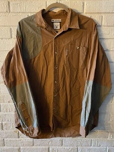 Vintage Columbia Mens Shirt Large Shooting Shirt Tan Canvas Thick - Picture 1 of 8