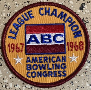 Parche bordado vintage 1967-68 campeón de la liga ABC deportes bolos americanos - Imagen 1 de 2