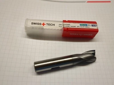 SWISS TECH Swiss +Tech 14.0mm Slot Drill Weldon Short 2 Flute HSS-Co 8%TiCN SWT-163-0144A