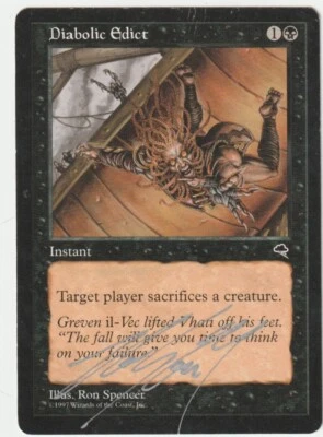 tempest   MTG  Diabolic Edict  Signed by Ron Spencer - Image 1 of 2