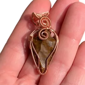 Jasper Arrowhead Necklace Copper Ethnic Gift Wire Wrap Pendant Handmade Jewelry - Picture 1 of 13
