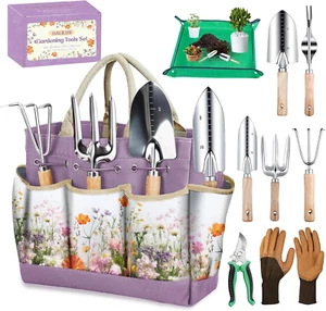 Gardening Tools Set 9-Piece Gardening Gifts for Women Mom Heavy-Duty Stainless S - Picture 1 of 12