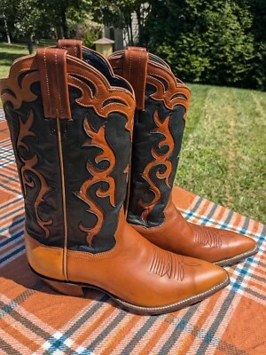 Botas vintage Panhandle Slims talla 7,5 para mujer **NUEVAS** coñac con varillas verde oscuro Foto 1 de 4