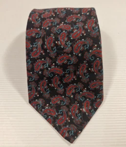 Hardy Amies - Red and Blue Paisley Polyester Necktie Business Formal Tie - Picture 1 of 5