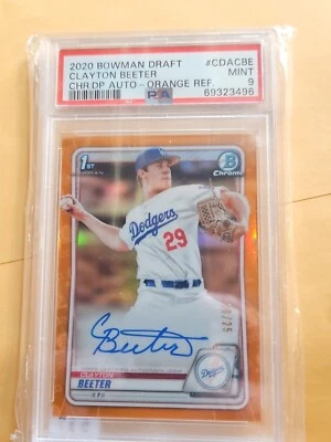 2020 Bowman Chrome Draft Orange Ref Clayton Beeter Auto Autograph PSA 9 20/25 - Image 1 of 4