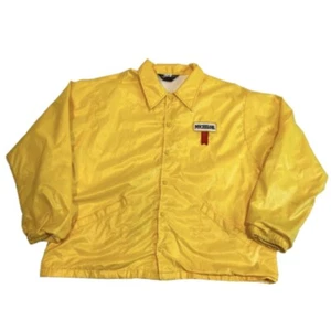 Vintage 80s XL Michelob Beer Satin Bomber Lined Snap Jacket Yellow Patch Dadcore - Picture 1 of 12
