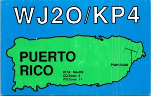 HAM RADIO CQ QSL QSO POSTCARD WJ2O/KP4 HUMACAO PUERTO RICO 1992 - Picture 1 of 8