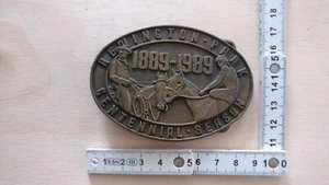 Old Remington Park 1889-1989 commemorative Centennial Season metal buckle belt - Picture 1 of 7