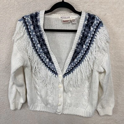 Cárdigan de Colección Huntington Ridge Tejido a Mano Para Mujer M Beige Boho Flecos Años 80 Foto 1 de 4