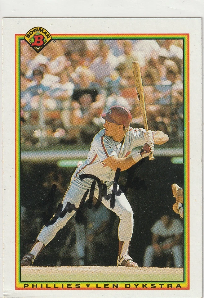 Lenny Dykstra signed 1990 Bowman card Philadelphia Phillies autograph - Image 1 of 1