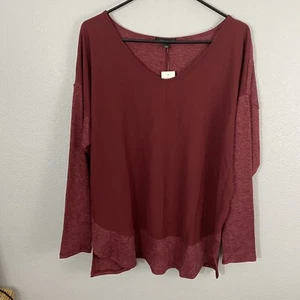 NWT Lane Bryant Long Sleeve Maroon 2fer V Neck Sweater/Top Size 14/16 - Picture 1 of 8