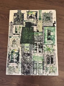 Vintage Sharon Niles Signed Mixed Media Drawing of Building Facades Architecture - Picture 1 of 12