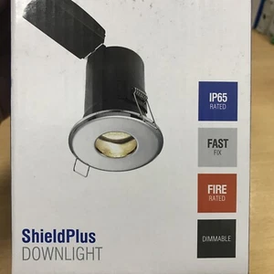 Saxby Lighting ShieldPLUS MV Bagno IP65 Downlight Cromato GU10 73mm Ritaglio - Foto 1 di 2