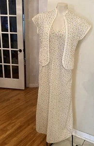 Vintage Kayanna Cotton lingerie Long Gown Floral Set Size S - Picture 1 of 16