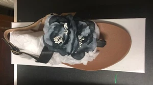 Stephan Black Flower Toe Post Sandals BNiB Sizes 4,5,6 - Picture 1 of 7