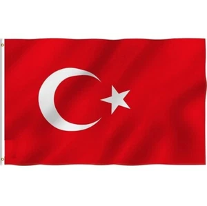 3x5 Ft. Turkey Flag, 100% Cotton with Brass Grommet Historical Antique Appliqued - Picture 1 of 4