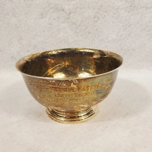 Vintage Gorham EP versilberte Trophäenschüssel mit Füßen 5 Zoll Durchmesser YC778 graviert - Bild 1 von 5