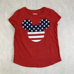 Disney T Shirt Girls Medium Red USA Stars & Stripes Mickey Mouse Family Fun - Picture 1 of 10
