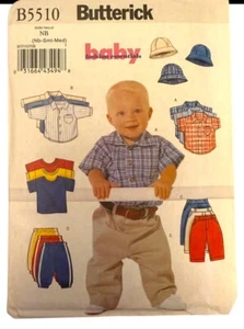 Butterick B5510 Baby Junge Shirts, T-Shirts, Hosen & Fischerhut Gr. NB-M UNGESCHNITTENES Muster - Bild 1 von 3