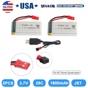 2PCS 3.7V 1800mah Lipo Battery 25C JST Plug +USB Charger For RC Quadcopter Drone - Picture 1 of 11