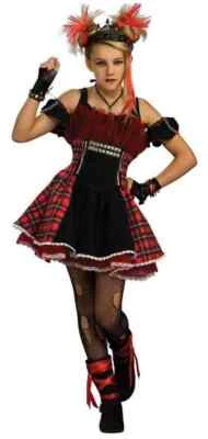 Punk Ballerina Rock Star Girl Plaid Fancy Dress Up Halloween Teen Adult Costume - Image 1 of 2