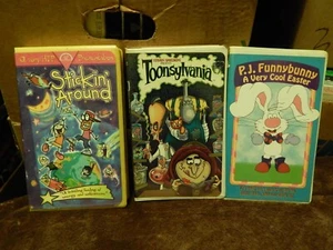 Stickin' Around + Toonsylvania + P.J. Funnybunny (VHS x 3) Clamshell Big Box LOT - Picture 1 of 4