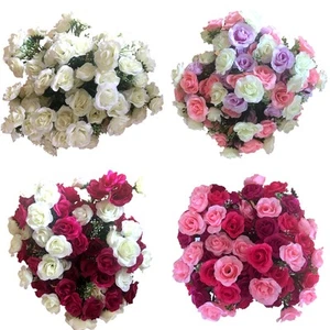 5x 21 Heads Rose Bunch Artificial Flower Home Decor Bridal Bouquet Floral - Bild 1 von 9