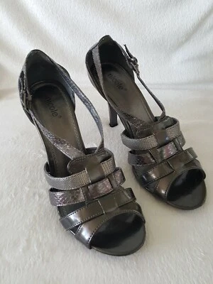 NICOLE Metalic Silver/Copper Heels Strappy Sandals  Shoes Size 7.5M  (K - Image 1 of 4
