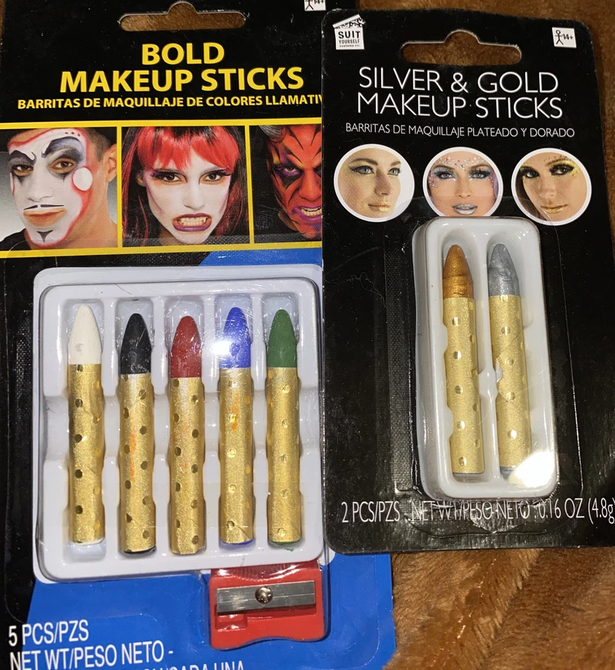 Палочки для макияжа на Хэллоуин смелые цвета карандаши для макияжа и золотые и серебряные карандаши - Изображение 1 из 1