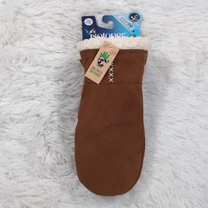 Women's Isotoner Lined Recycled Micro suede Water Repellent Mittens Cognac L/XL - Picture 1 of 7