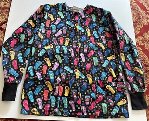 U A SCRUB WOMAN'S JACKET LONG SLEEVES SNAPS SUMMER SANDALS - Picture 1 of 6