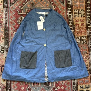 Buru Damen XL blau Cape Mantel Oberbekleidung Knopfverschluss gefüttert Taschen Neu mit Etikett - Bild 1 von 7