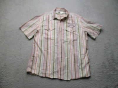 Von Dutch Shirt Mens Large Pink Striped Short Sleeve Western Button Y2K - Image 1 of 4