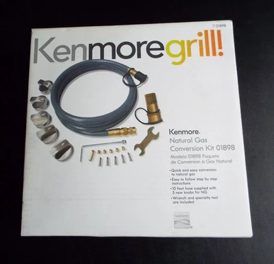 Kit de conversión de gas natural Kenmore Grill 71 01898 con manguera de 10 pies 5 perillas de quemador Foto 1 de 4