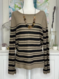 MM LaFleur Knit Linen Sweater The Samara Small Oak/Black - Picture 1 of 13
