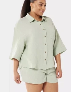 Chelsea Peers Curve cotton Green Short & Top Lounge Set Size 8 New With Tags - Picture 1 of 8
