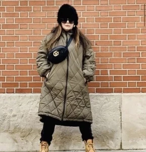 Zara Long Puffer Jacket Khaki Size M Ref 3046/229 - Picture 1 of 6
