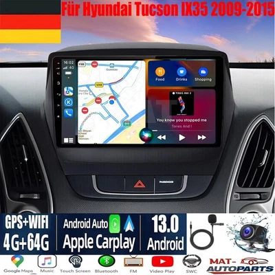 2 Din Autoradio Navi CarPlay Android Auto Für Hyundai Tucson IX35 2009-2015 - Bild 1 von 4