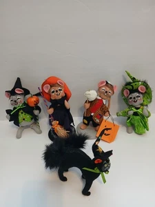 Annalee Halloween dolcetto o scherzetto bambola topo set di 6 gatto strega - Foto 1 di 6