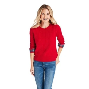 VINEYARD VINES Sweater Tartan Cable Cuff Sweater Red XL - Picture 1 of 7