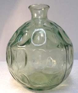Mid Century Dimpled Green Glass Vase 6.5"H 3.5"Diameter Base - Picture 1 of 7