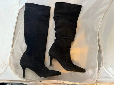 Botas holgadas hasta la rodilla Stuart Weitzman Lafayette, gamuza negra, mujer talla 5,5 M NUEVAS Foto 1 de 4