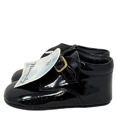 Zapatos de bebé Heavenly Fashion Suelas negros talla 16 charol hebilla correa nuevos Foto 1 de 4