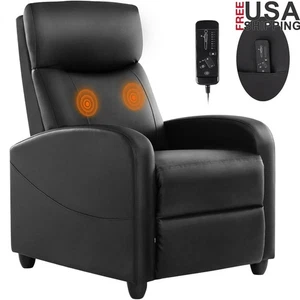 Push Back Recliner Chair W/ Massage Adjustable Footrest Home Theater Seat New - Picture 1 of 8