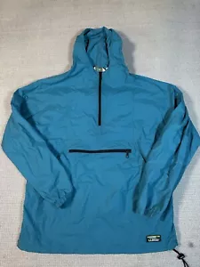 Giacca a vento Y2K LL Bean uomo M verde giacca anorak 1/2 zip pullover con cappuccio - Foto 1 di 6