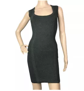 French Connection Mini Party Dress Size 8 Black Gold Glitter Bodycon Bandage - Picture 1 of 7