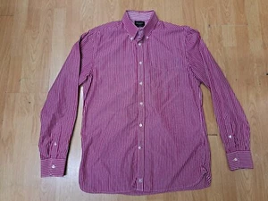 Hackett Red Striped Shirt Large Button Down Cotton London White savile row - Picture 1 of 12